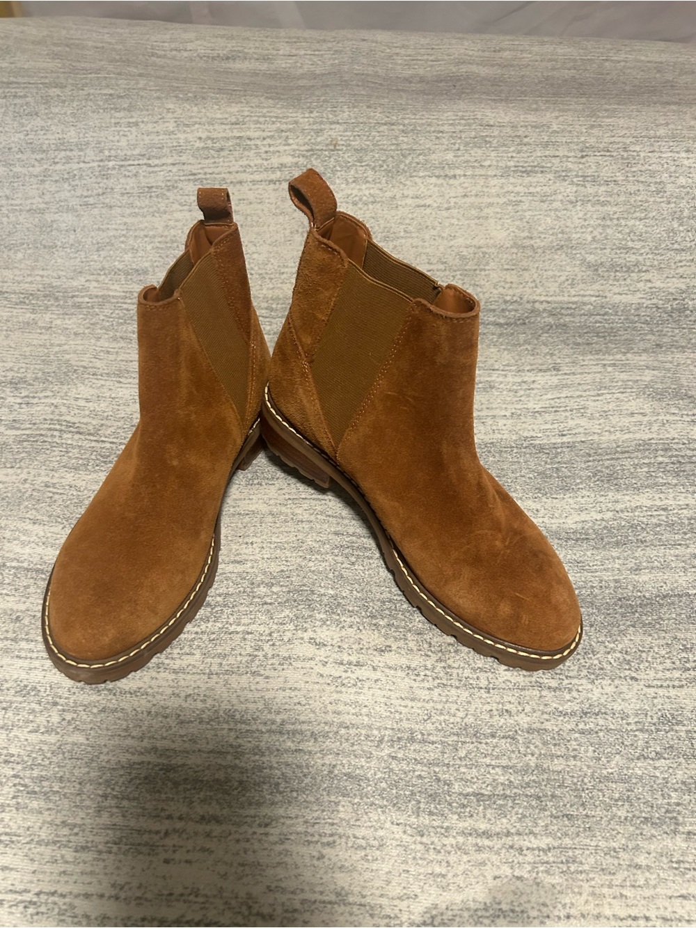 Steve Madden Suede Chelsea Booties in Camel Brown